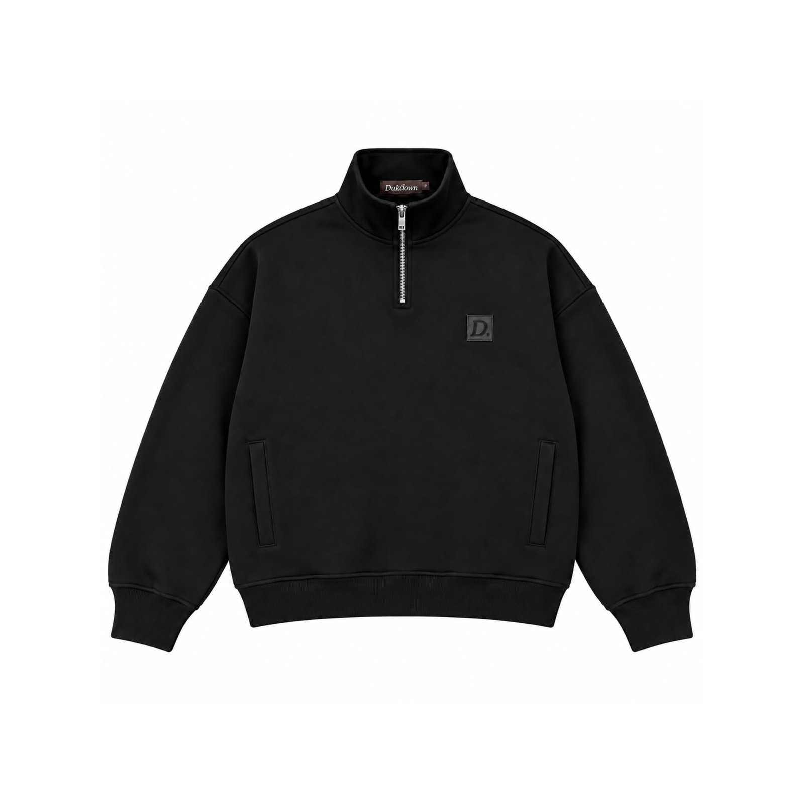 MOLETOM QUARTER ZIP BOXY - PRETO